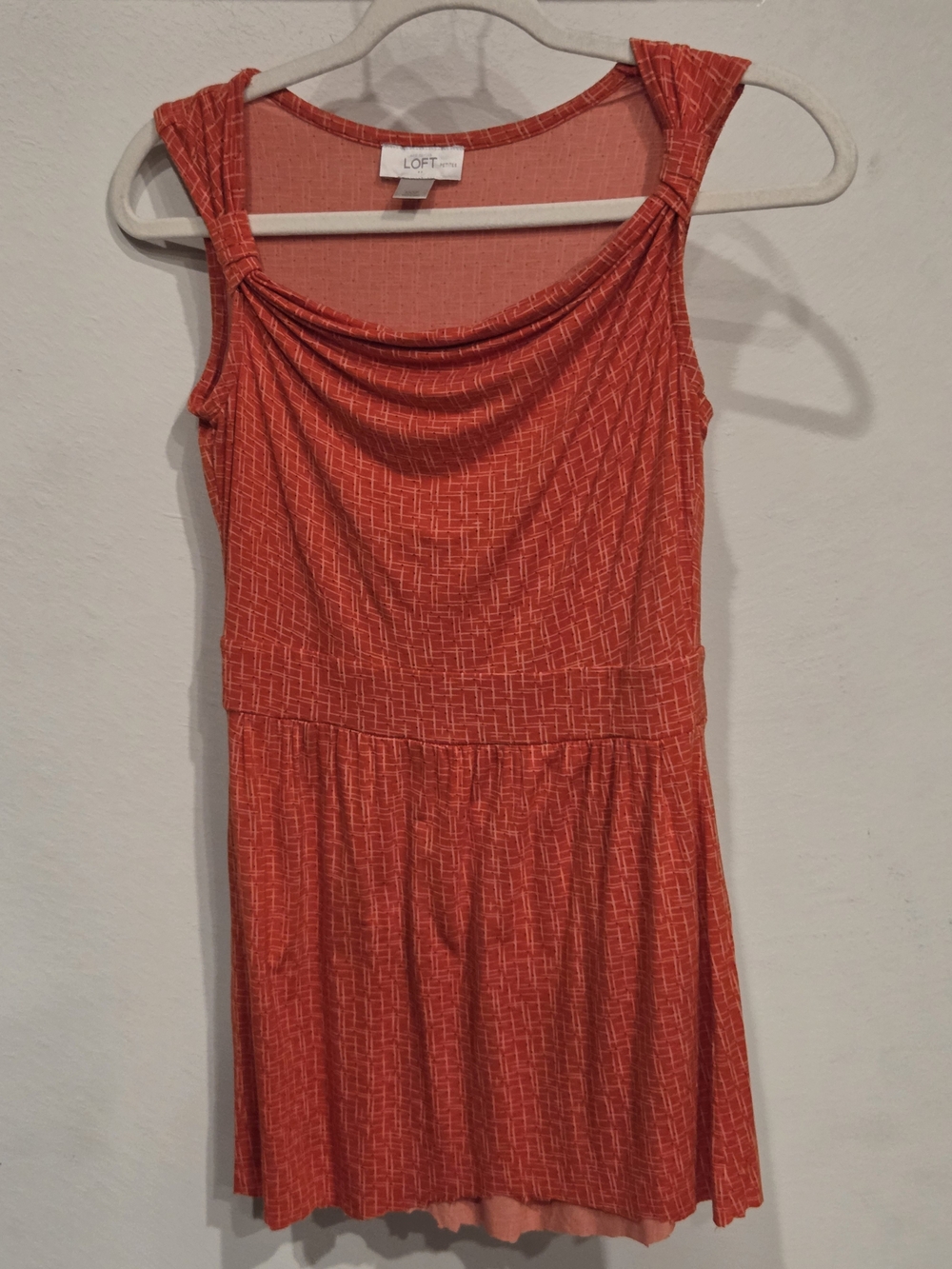 LOFT Coral-Orange Sleeveless Knit Mini Dress